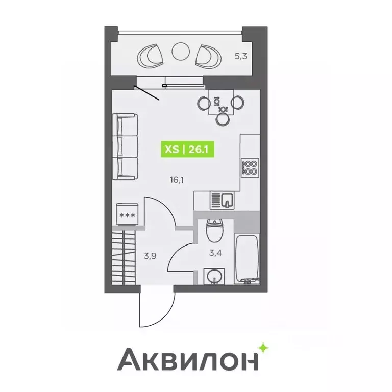 Студия Санкт-Петербург бул. Головнина, 4 (26.1 м) - Фото 0