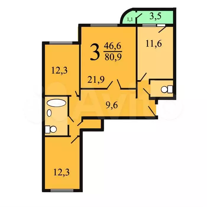Аукцион: 3-к. квартира, 80,1 м, 15/17 эт. - Фото 0
