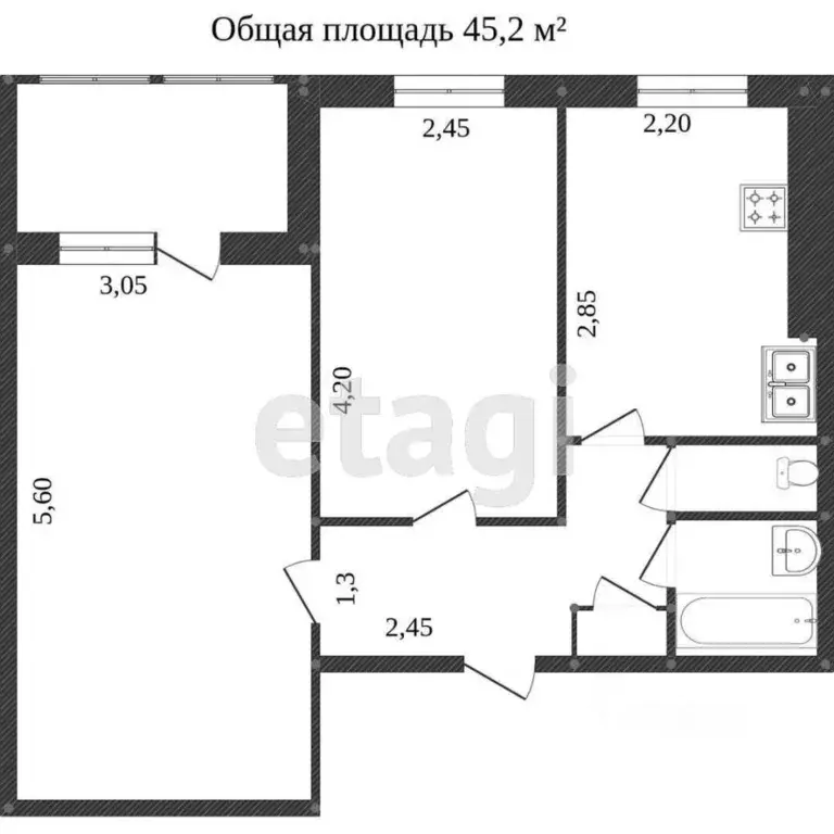 2-к кв. Хабаровский край, Комсомольск-на-Амуре ул. Аллея Труда, 57к4 ... - Фото 2