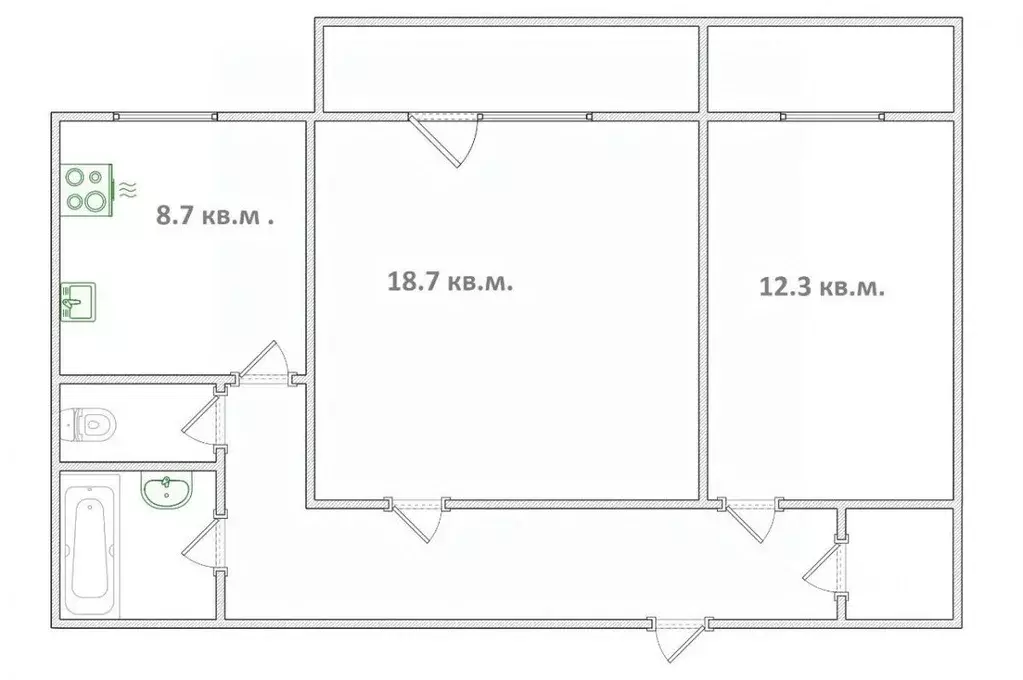 2-к кв. Омская область, Омск ул. Кирова, 20 (57.7 м) - Фото 2