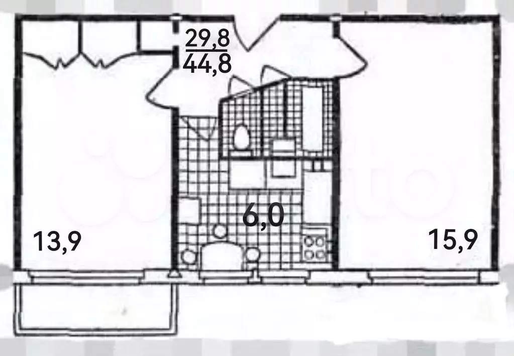 2-к. квартира, 45 м, 4/5 эт. - Фото 0