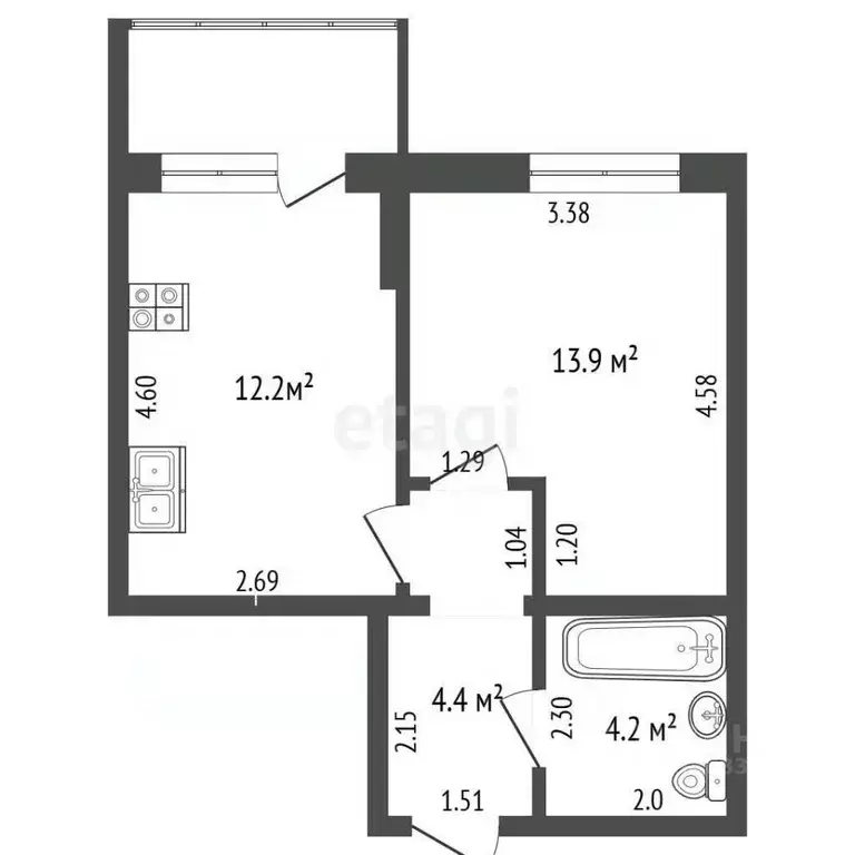 1-к кв. Крым, Ялта ул. Кирова, 155Ак2 (38.0 м) - Фото 1