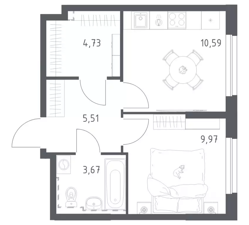 1-к кв. Башкортостан, Уфа ул. Рашита Манурова (34.47 м) - Фото 1