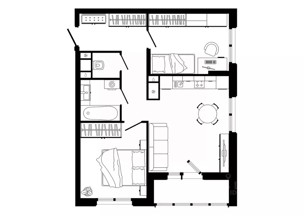 2-к кв. Тульская область, Тула ул. Седова, 26к3 (59.7 м) - Фото 1
