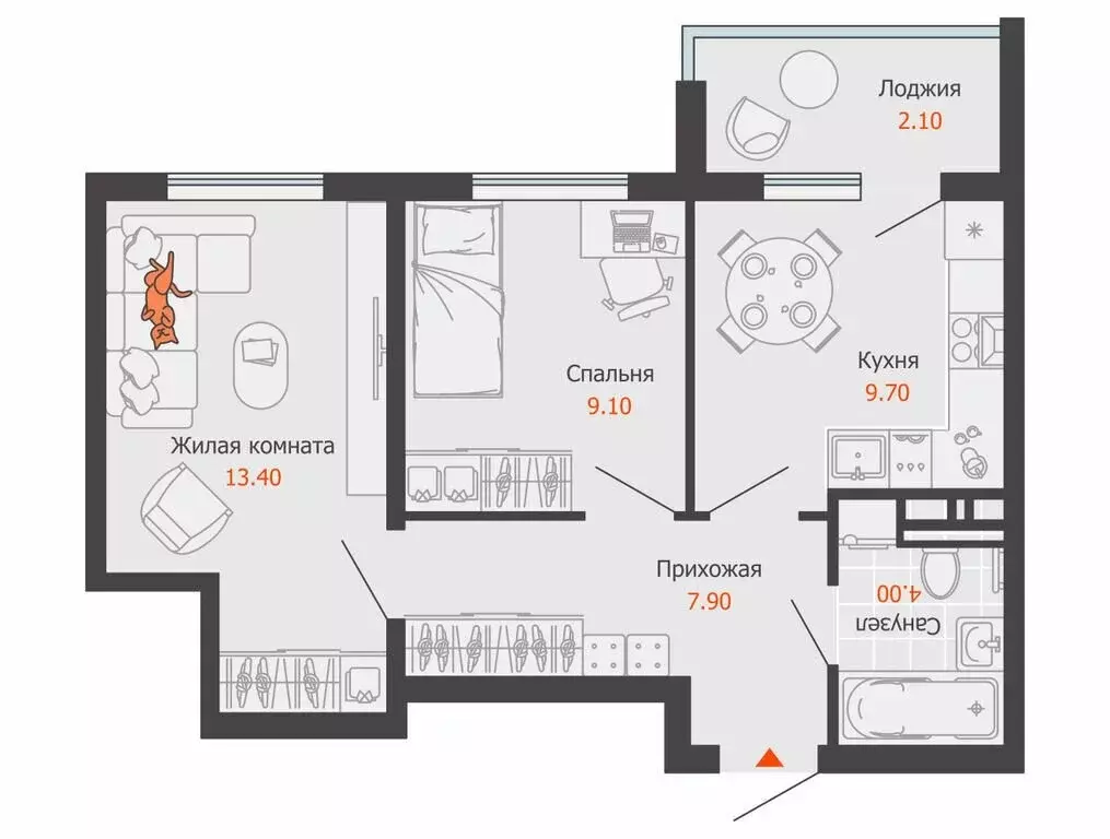 2-комнатная квартира: Ульяновск, жилой комплекс Город Новаторов, 4 (46 ... - Фото 1