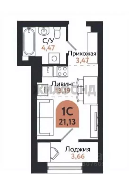 1-к кв. Томская область, Томск просп. Ленина, 206В (24.79 м) - Фото 0