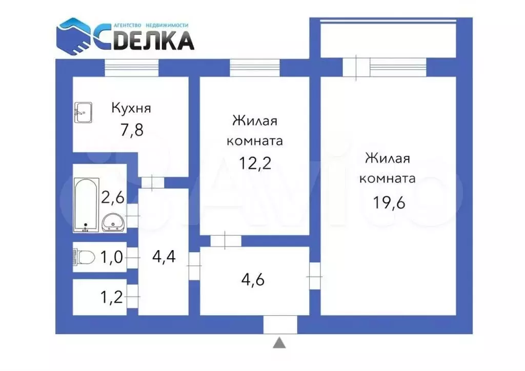 2-к. квартира, 53 м, 3/5 эт. - Фото 0