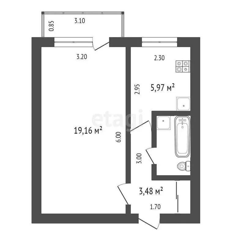 1-комнатная квартира: Ульяновск, Хрустальная улица, 28 (31.8 м) - Фото 1