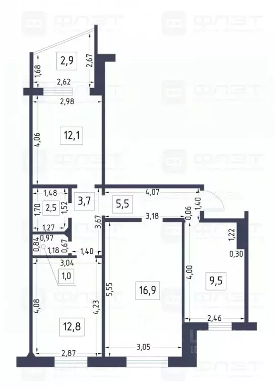 3-к кв. Татарстан, Казань ул. Рашида Вагапова, 5 (64.0 м) - Фото 1