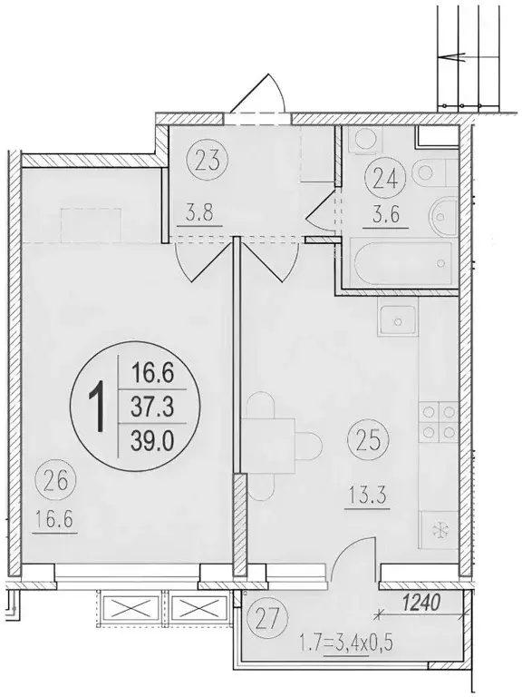 1-к кв. Краснодарский край, Краснодар ул. 2-я Российская, 162 (37.5 м) - Фото 1