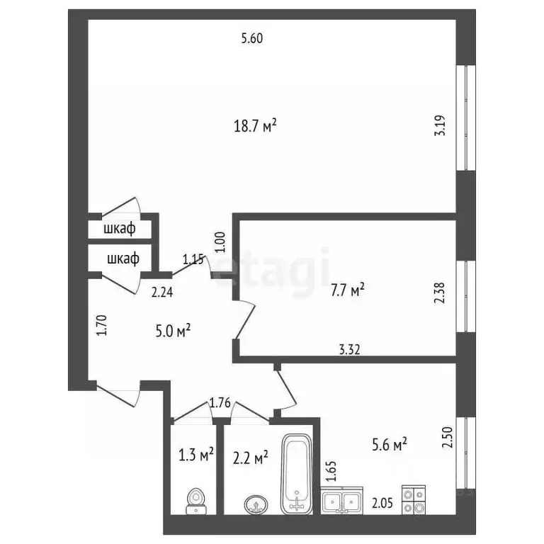 2-к кв. Башкортостан, Бирск Интернациональная ул., 116Г (41.3 м) - Фото 2
