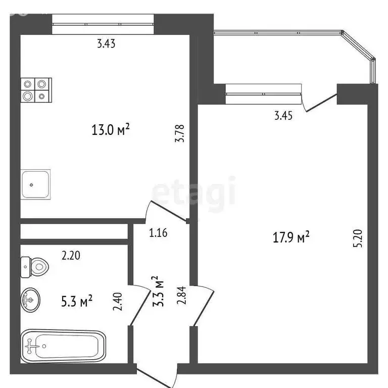 1-комнатная квартира: Тюмень, улица Монтажников, 42 (40 м) - Фото 0