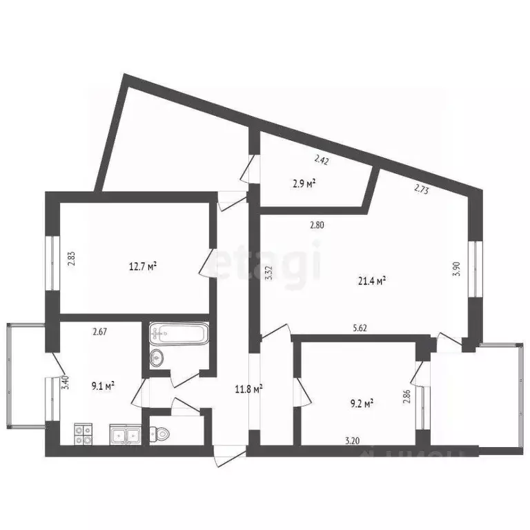 3-к кв. Крым, Симферополь ул. Кечкеметская (72.1 м) - Фото 1