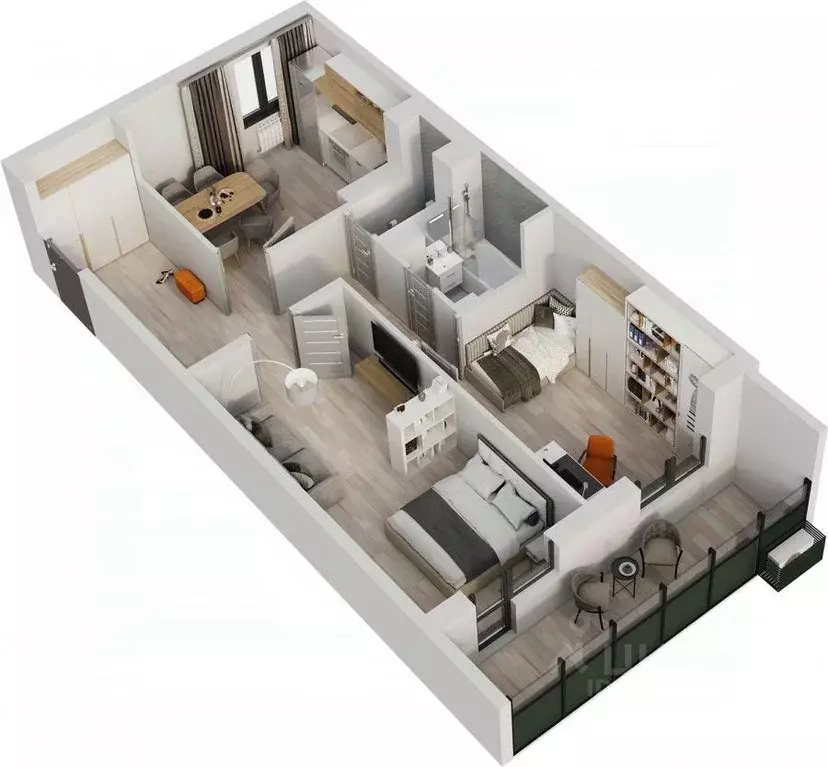 2-к кв. Татарстан, Нижнекамск Время жилой комплекс (62.2 м) - Фото 1