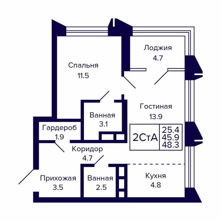 2-комнатная квартира: Новосибирск, Красносельская улица (48.3 м) - Фото 0