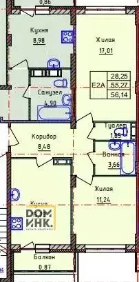 2-к кв. Ярославская область, Ярославль ул. Брагинская, 18к3 (54.4 м) - Фото 1