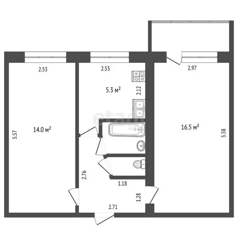 2-комнатная квартира: Боровский, Советская улица, 10 (44.6 м) - Фото 1