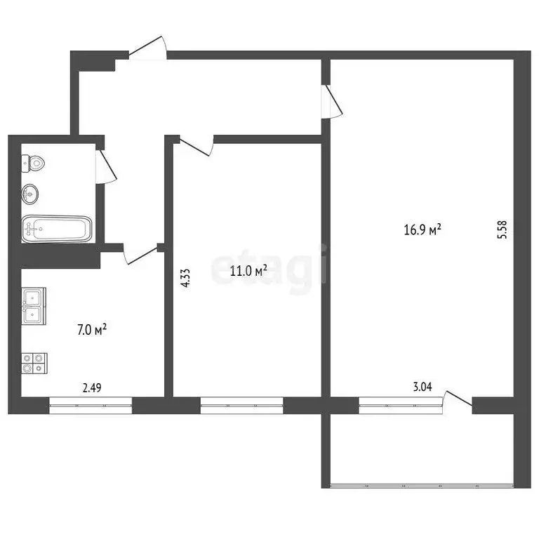 2-комнатная квартира: Ярославль, улица Панина, 35 (42.3 м) - Фото 1