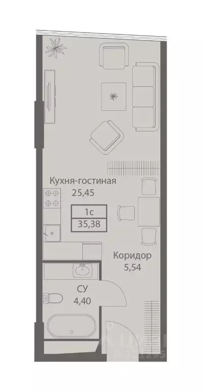 1-к кв. Москва ул. Академика Ильюшина, 21 (35.38 м) - Фото 0