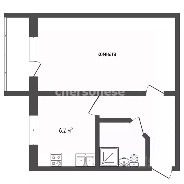 1-к кв. Севастополь ул. Олега Кошевого, 4 (31.8 м) - Фото 2
