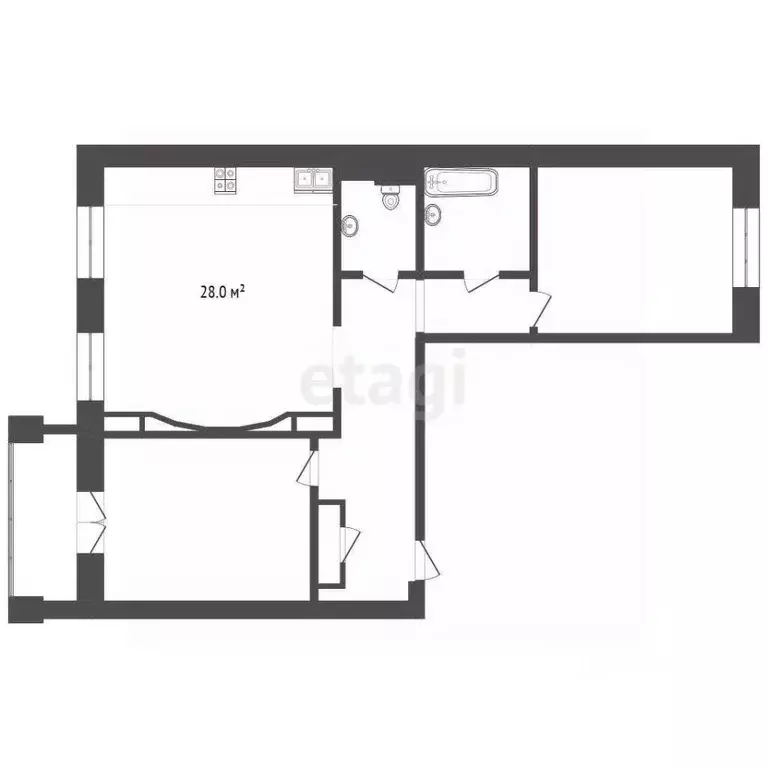 3-к кв. Тюменская область, Тюмень ул. Домостроителей, 34 (91.0 м) - Фото 2
