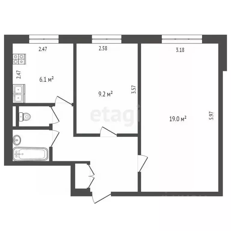 2-к кв. московская область, химки 9 мая ул, 12 (44.7 м) - Фото 1