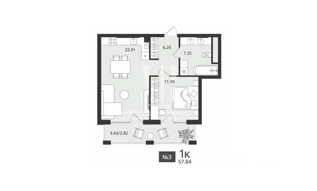 1-к кв. Калининградская область, Светлогорск Новая ул., 108-114 (57.84 ... - Фото 0