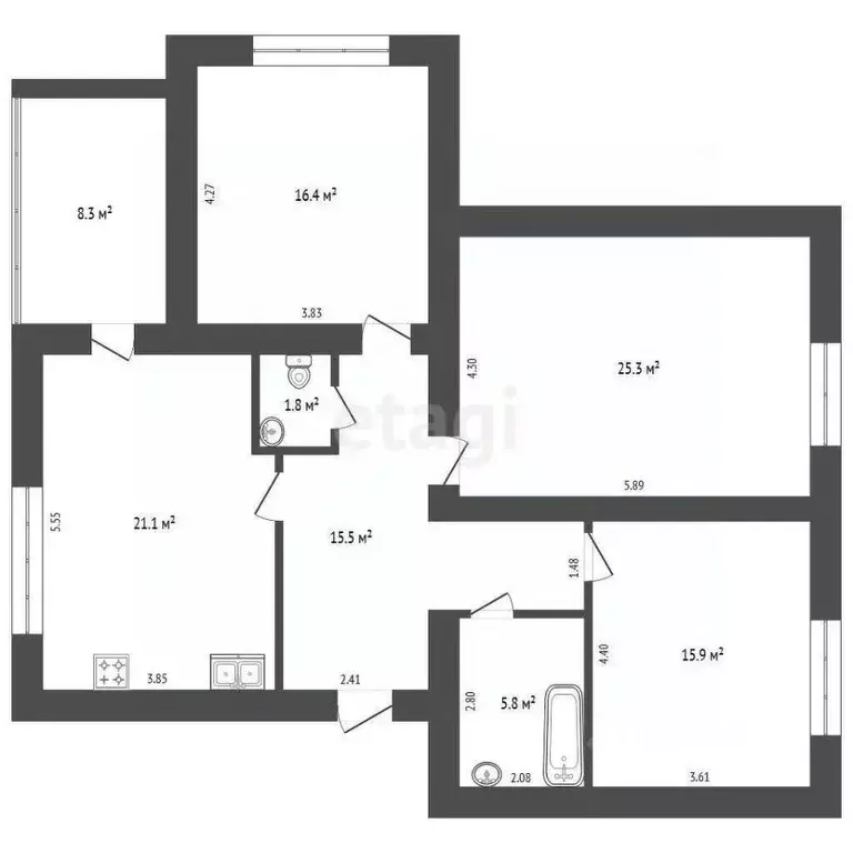 3-к кв. Крым, Евпатория ул. Сытникова, 4А (101.8 м) - Фото 2