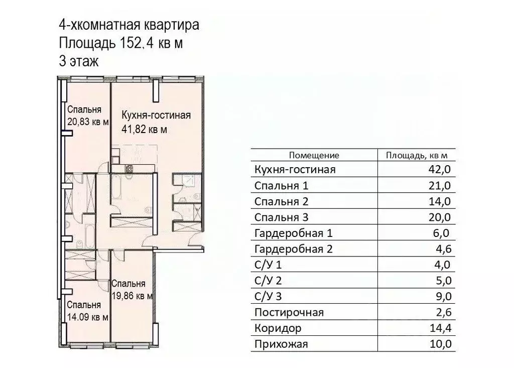 4-к кв. Москва ул. Годовикова, 11к4 (152.4 м) - Фото 1