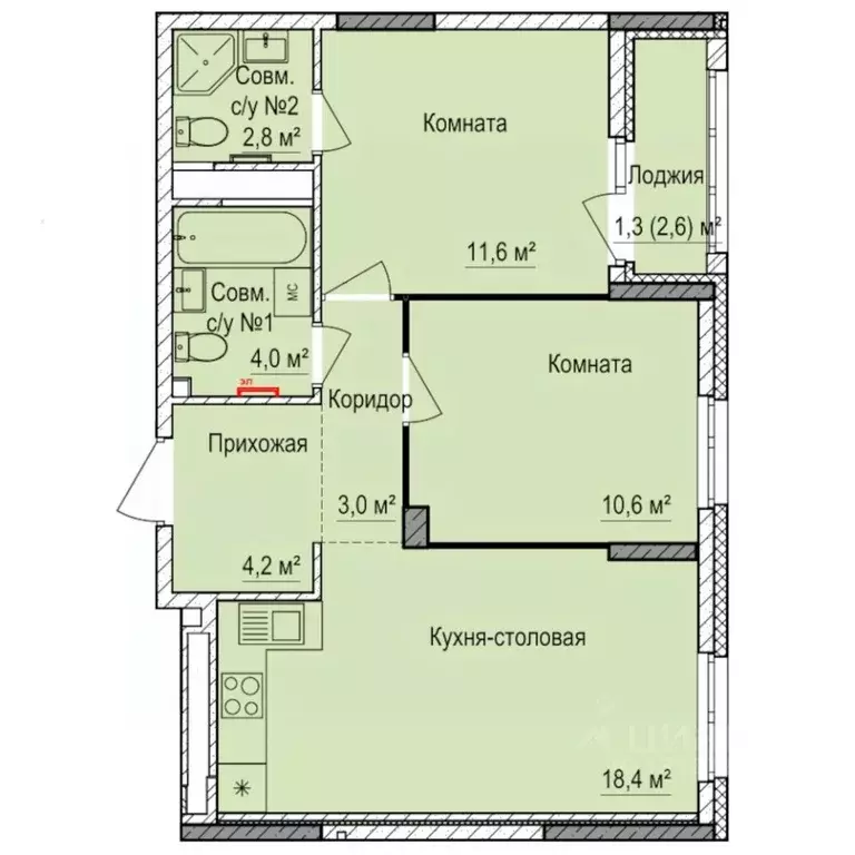 2-к кв. Удмуртия, Ижевск Буммаш жилрайон, Покровский жилой комплекс ... - Фото 1