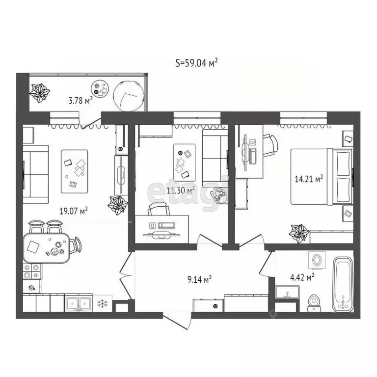 2-к кв. Мордовия, Саранск Республиканская ул., 101А (59.0 м) - Фото 2