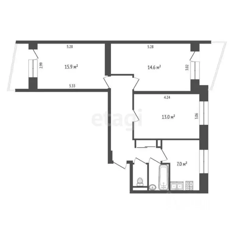 3-к кв. Москва Дубнинская ул., 2К1 (62.9 м) - Фото 1