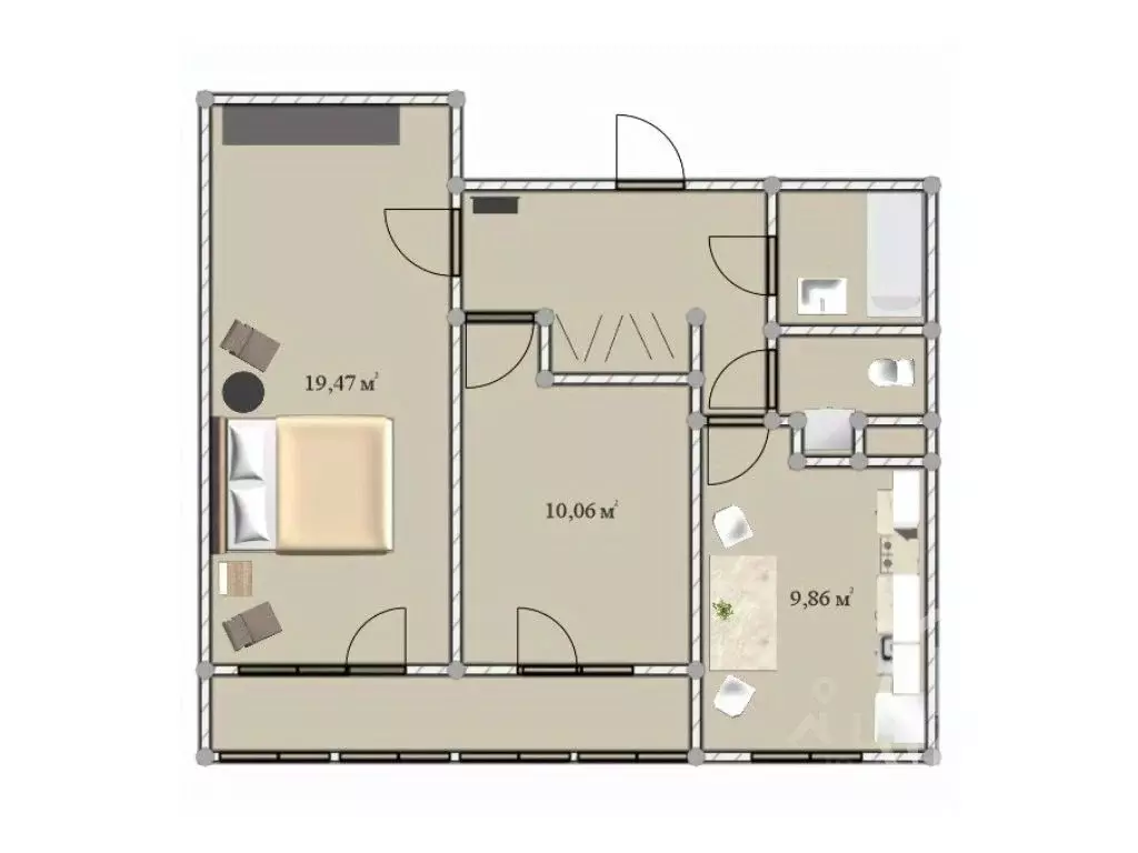 2-к кв. Ленинградская область, Всеволожский район, д. Юкки ул. ... - Фото 2