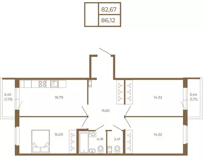 3-комнатная квартира: Сертолово, ЖК Новая История (86.12 м) - Фото 1