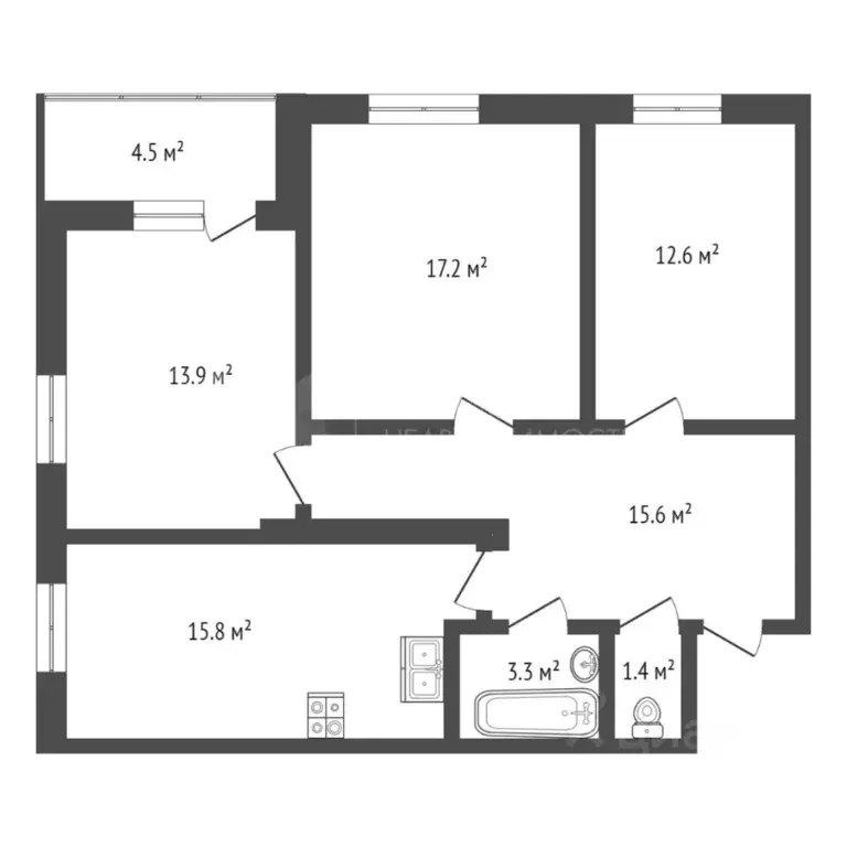 3-к кв. Тюменская область, Тюмень ул. Мельникайте, 2к10 (79.2 м) - Фото 1