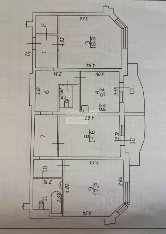3-к кв. Калужская область, Калуга ул. Фомушина, 8к1 (88.0 м) - Фото 2