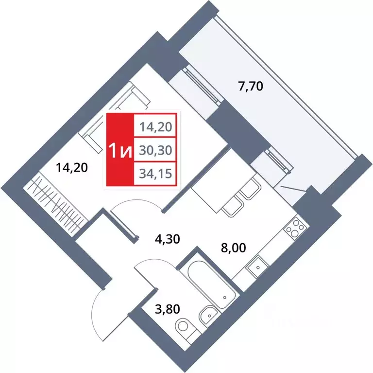 1-к кв. Башкортостан, Октябрьский 33-й мкр,  (34.15 м) - Фото 1