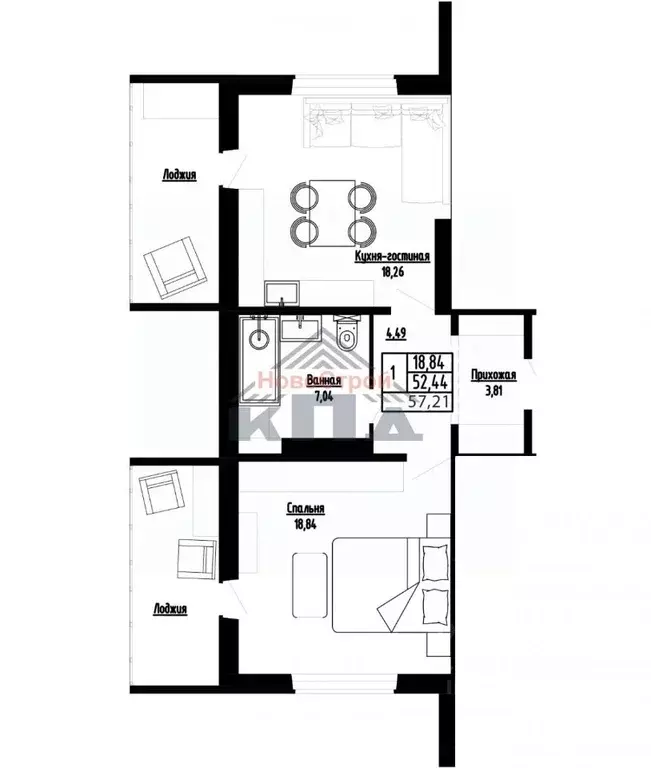 1-к кв. Омская область, Омск ул. Леонида Маслова, 7 (57.0 м) - Фото 1