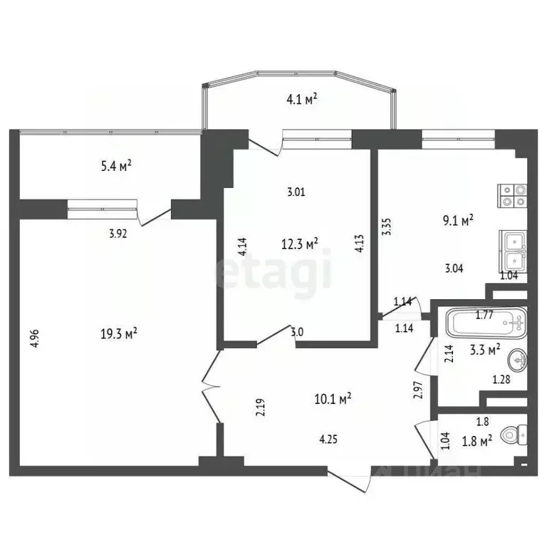 2-к кв. Саха (Якутия), Якутск 203-й мкр, 20 (55.9 м) - Фото 2