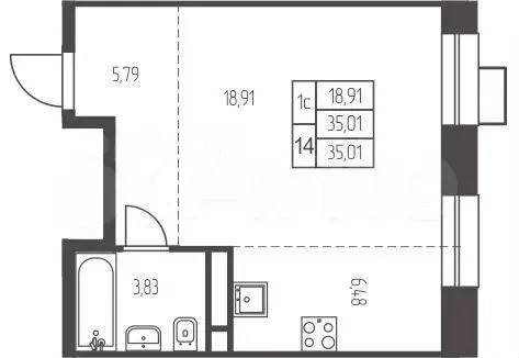 Квартира-студия, 35 м, 6/12 эт. - Фото 0