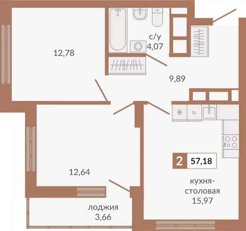 2-к кв. Свердловская область, Екатеринбург пер. Старателей (57.18 м) - Фото 0