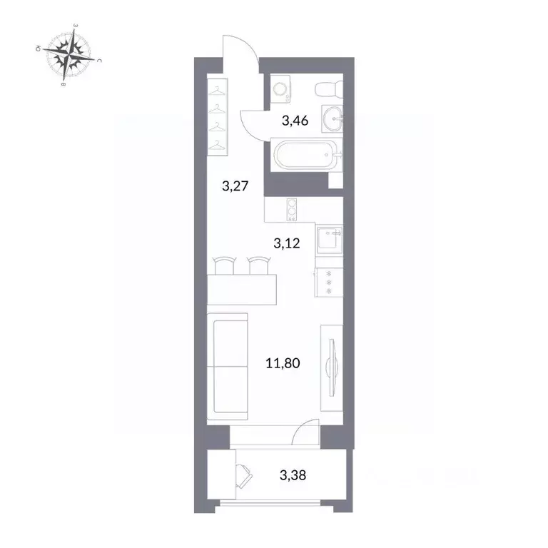 Студия Новосибирская область, Новосибирск ул. Державина, 50 (25.1 м) - Фото 0