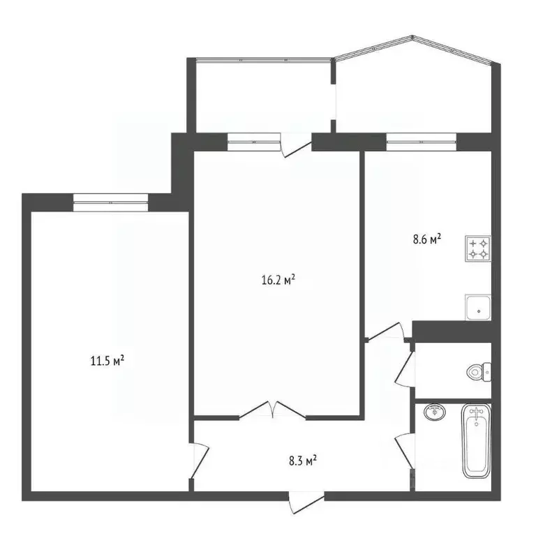 2-к кв. Красноярский край, Красноярск Краснодарская ул., 19А (54.6 м) - Фото 2