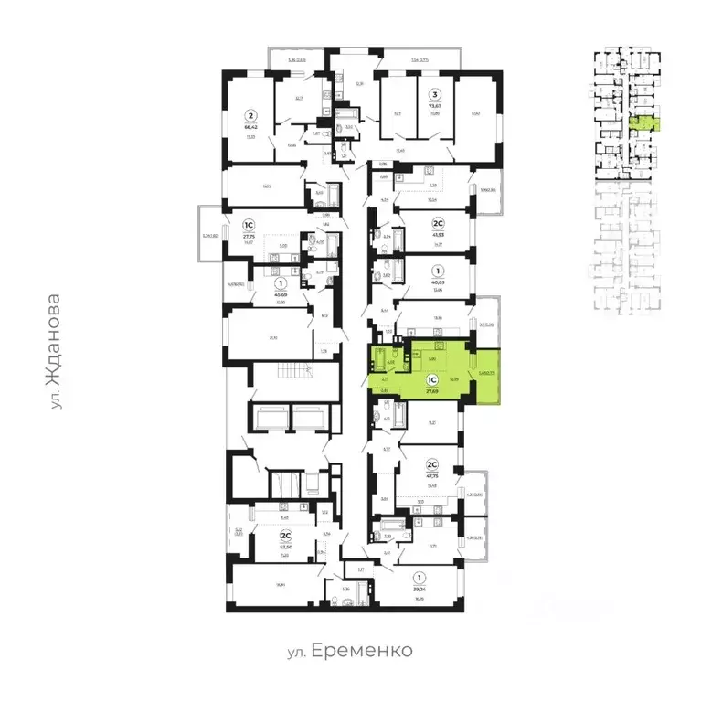 Студия Ростовская область, Ростов-на-Дону ул. Жданова, 31 (27.49 м) - Фото 2