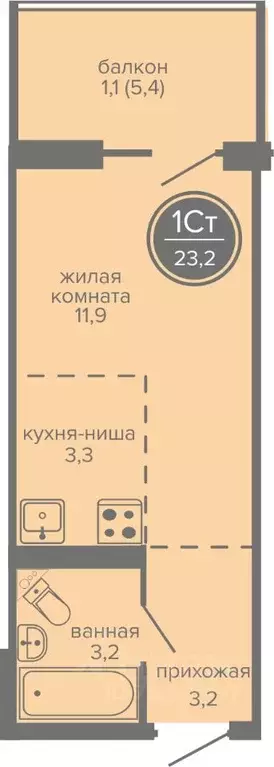 Студия Пермский край, Пермь ш. Космонавтов, 309А (23.2 м) - Фото 0