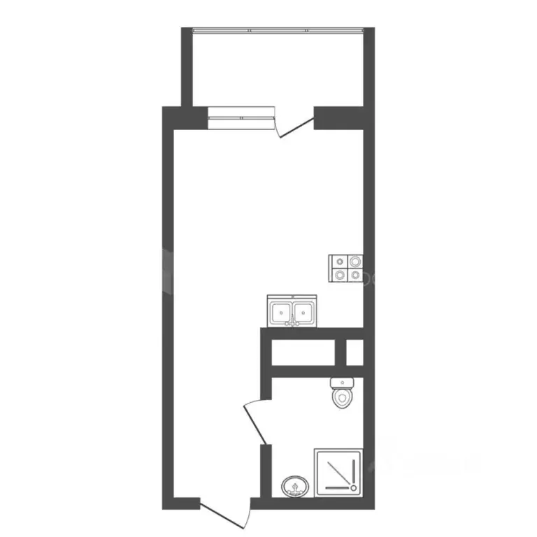 Студия Тюменская область, Тюмень ул. Краснооктябрьская, 16к1 (22.2 м) - Фото 2