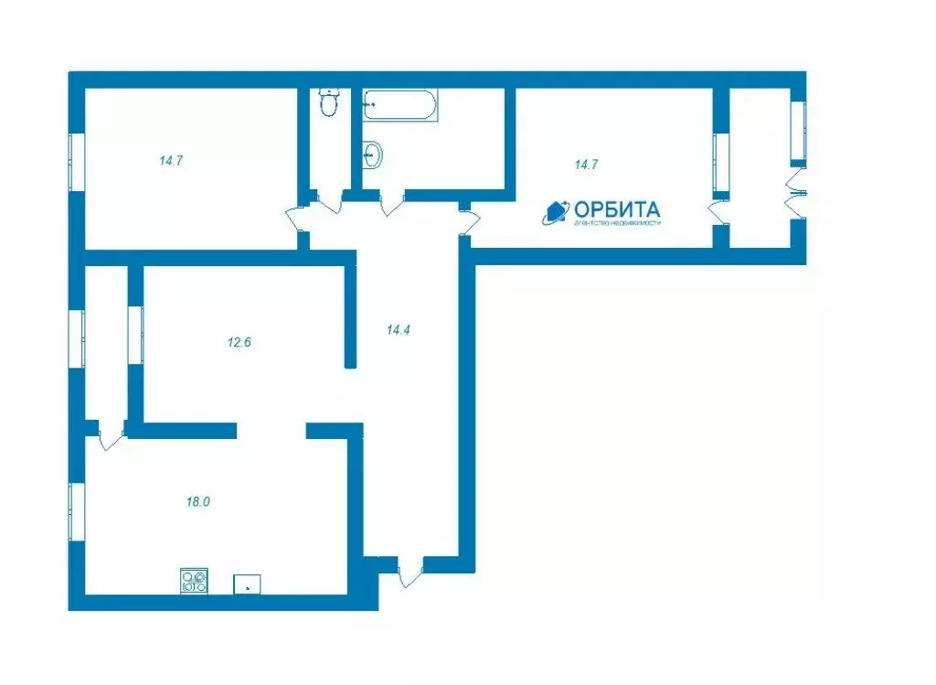 3-комнатная квартира: Тюмень, улица Федюнинского, 30к9 (81.5 м) - Фото 1