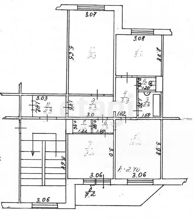 3-комнатная квартира: Южно-Сахалинск, улица А.О. Емельянова, 1 (65.9 ... - Фото 1