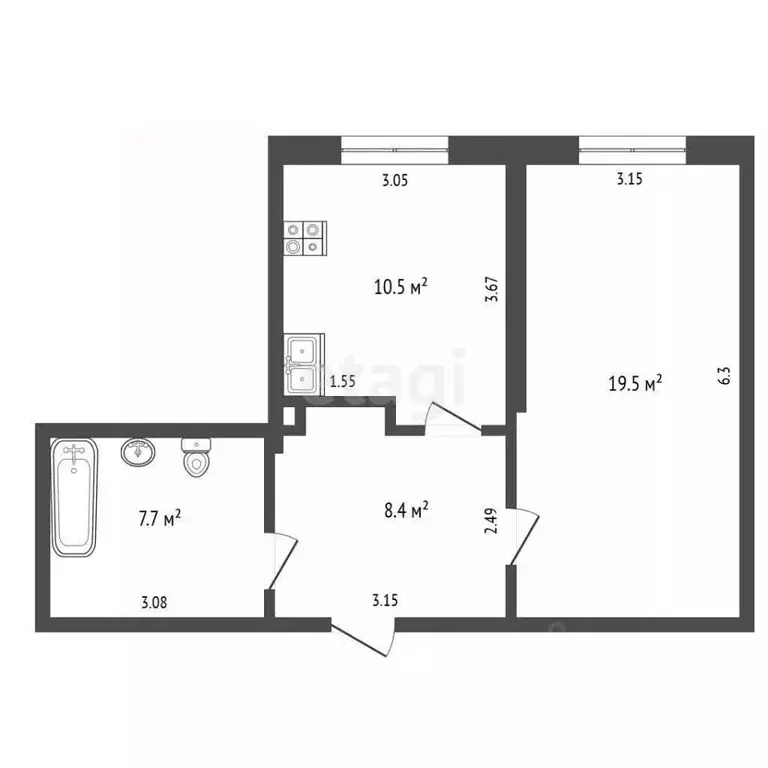 1-к кв. Крым, Симферопольский район, с. Мирное ул. Крымской Весны ... - Фото 2