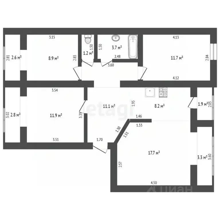 3-к кв. Краснодарский край, Анапа Стахановская ул., 3 (74.4 м) - Фото 2